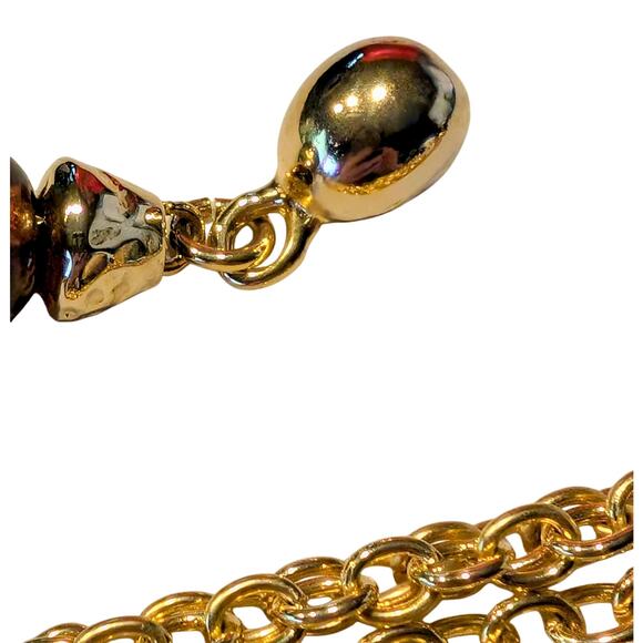 Multi-Strand Goldtone Chain Link Rootbeer Acrylic Ball Bead Chain Belt 30\